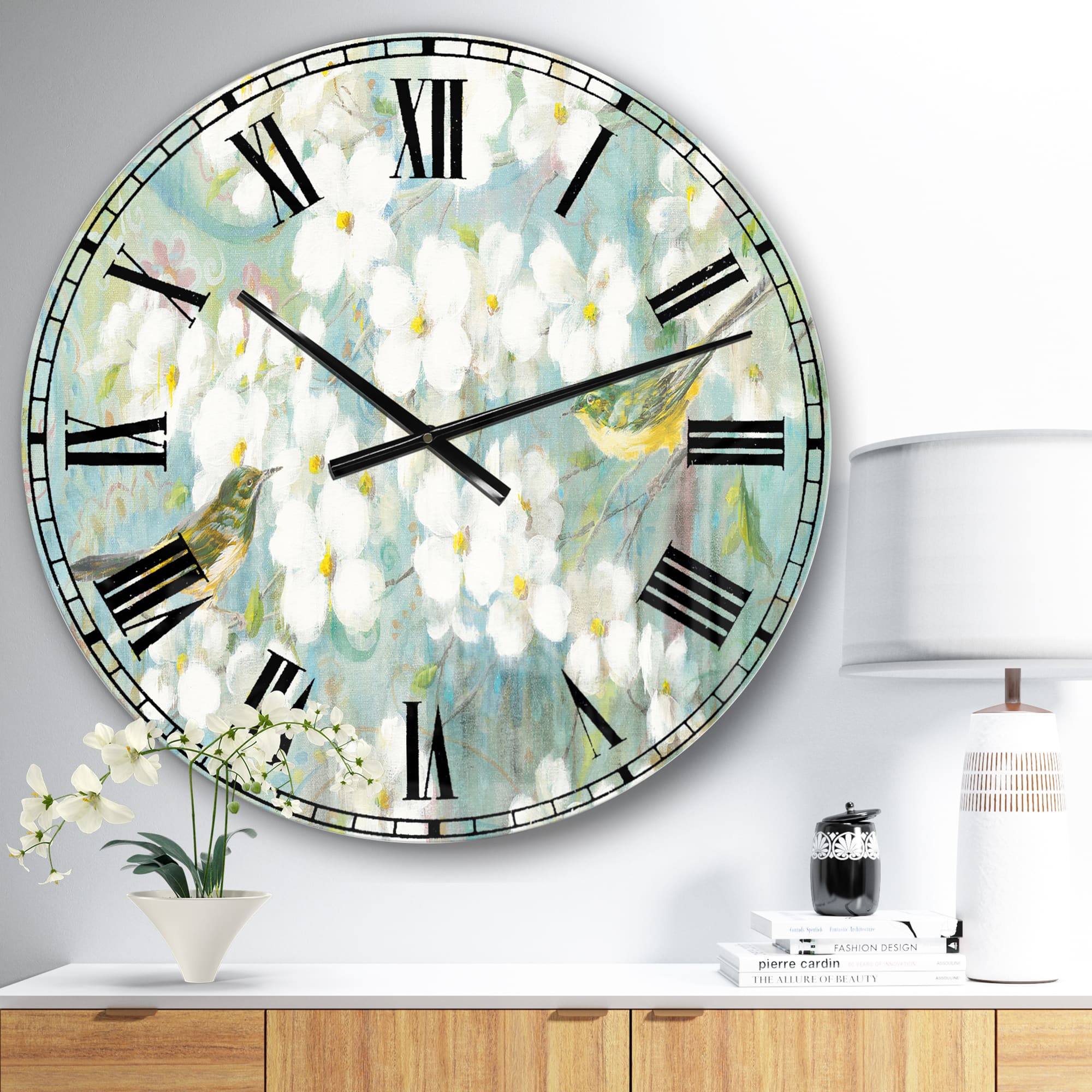 Designart Birds On Blossom Wall Clock